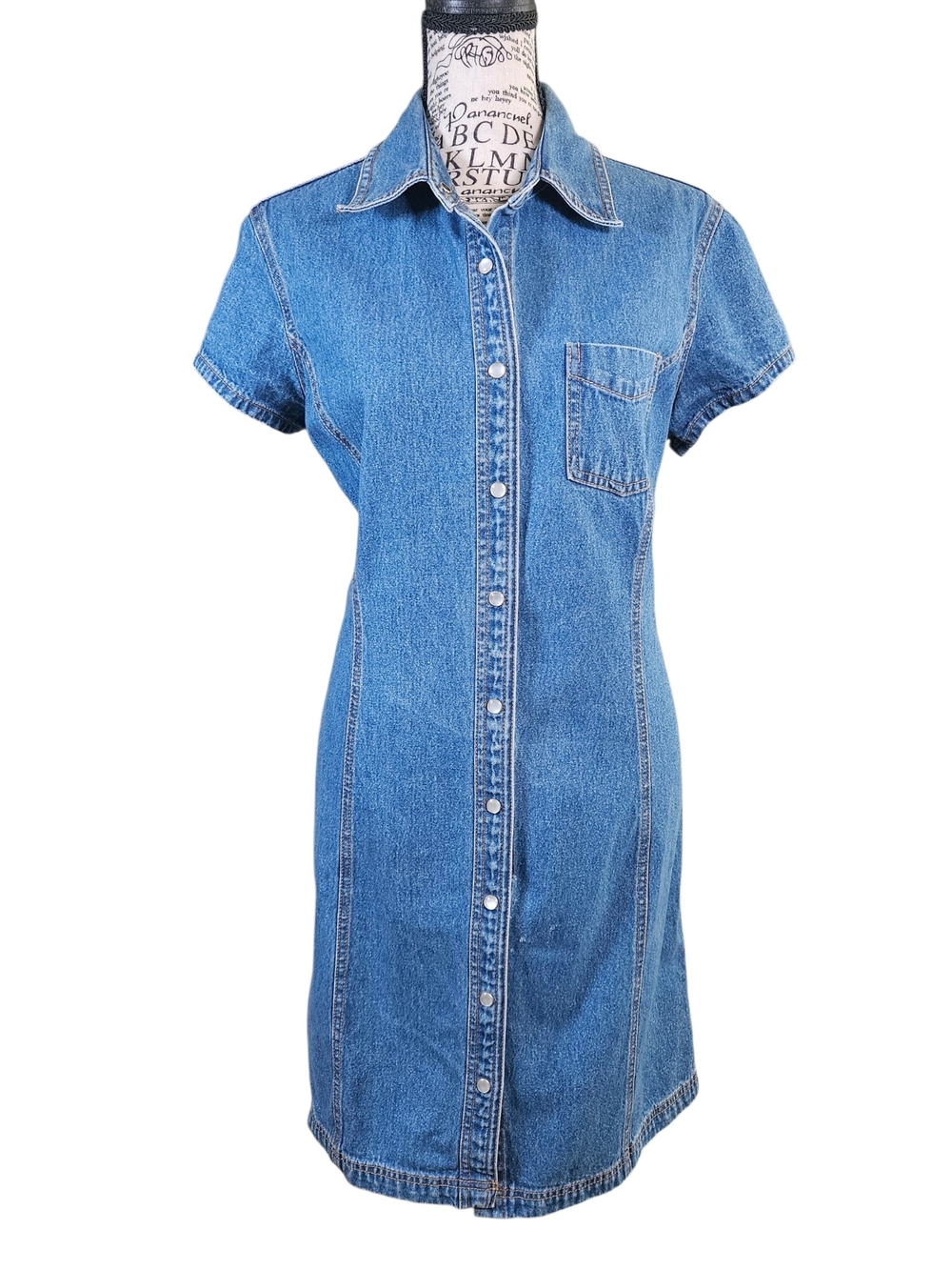 Tommy Hilfiger Blue Denim Button-Front Mini Dress